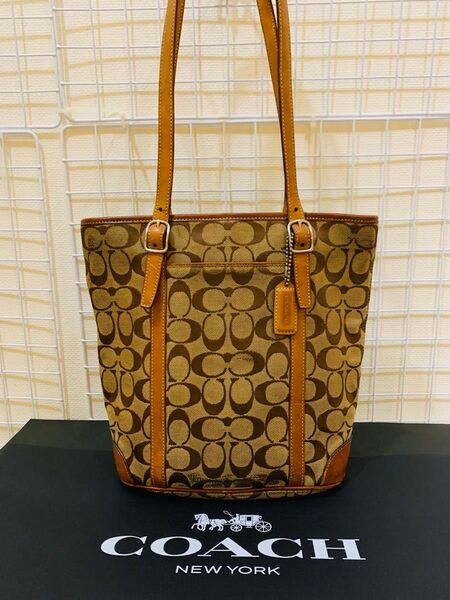 COACH コーチ シグネチャー トートバッグ レザー キャンバス ブラウン系