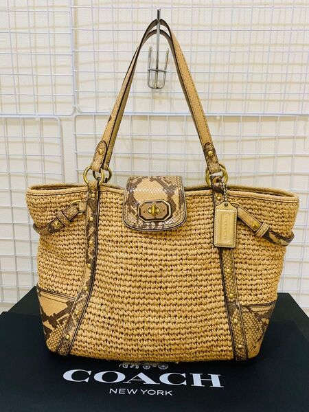 COACH コーチ カゴバッグ トートバッグ 肩掛け スネークレザー かごバッグ