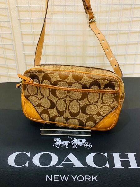 【男女兼用】COACH コーチ シグネチャー ショルダーバッグ ボディバッグ クロスボディ レザー キャンバス ブラウン系