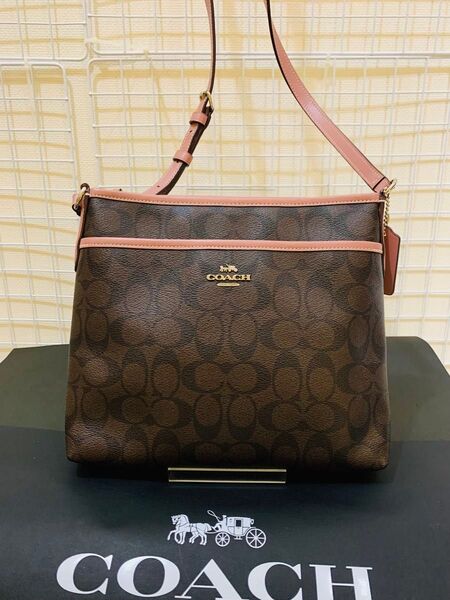 【極美品】 COACH コーチ ショルダーバッグ シグネチャー 斜め掛け レザー PVC ブラウン