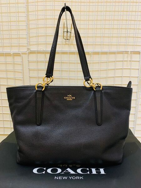 COACH コーチ トートバッグ ハンドバッグ ショルダーバッグ 肩掛け オールレザー ネイビー