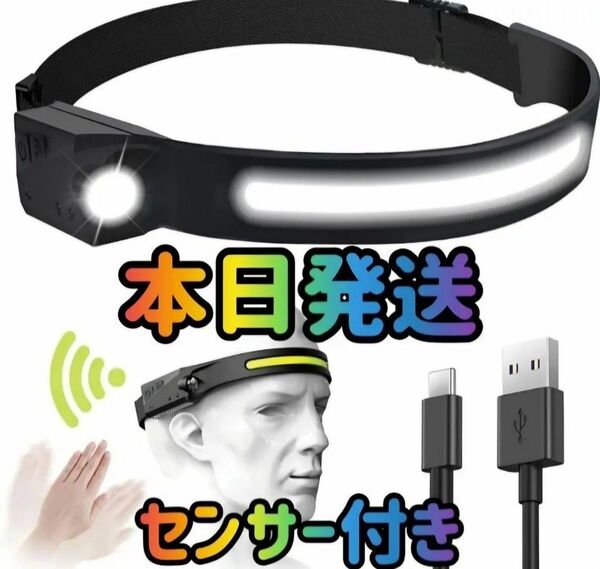 ヘッドライト 人感ライト ヘッド ランプ ライト USB IPX4防水 350ルーメン高輝度 サイズ調節可能 LED アウトドア