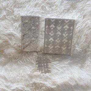 ラスト1点 大幅お値下げ価格処分 ダイカット 3枚セット メタル 花柄 模様 シルバー