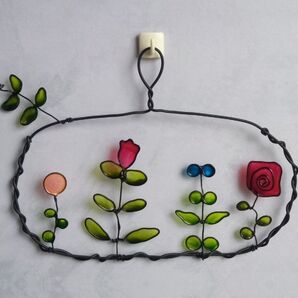 ハンドメイド ワイヤークラフト ディップフラワー ディップアート 壁掛け 壁飾り インテリア