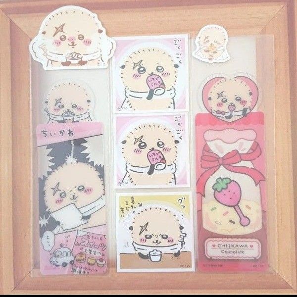ちいかわ ラッコ ブックマークコレクション しおり あつめてシール ピースシール ホットココア イチゴチョコ ラッコセット