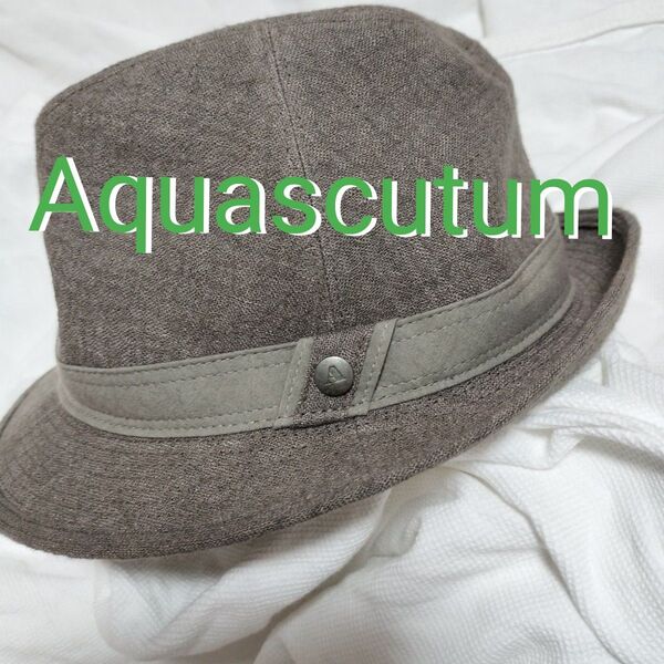 値下げ!Aquascutum~アクアスキュータム 麻100% 夏用 中折れメンズハット M~Sサイズ