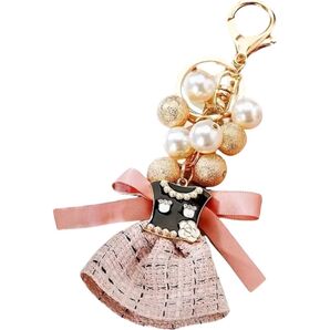 カメリア風デザインドレス型キーホルダー ・バックチャームピンク色【未使用品】