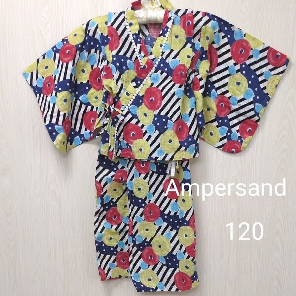 【中古品】Ampersand アンパサンド ワンピース浴衣 レトロポップ 和モダン 120サイズ