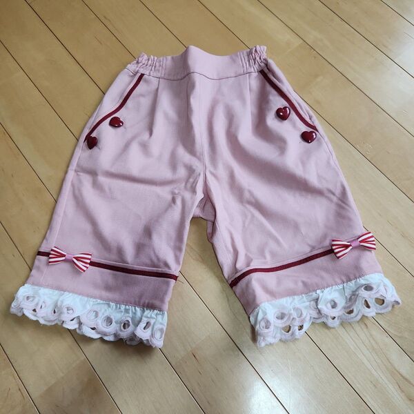 シャーリーテンプル120子供服 ショートパンツ ピンク ハート レース