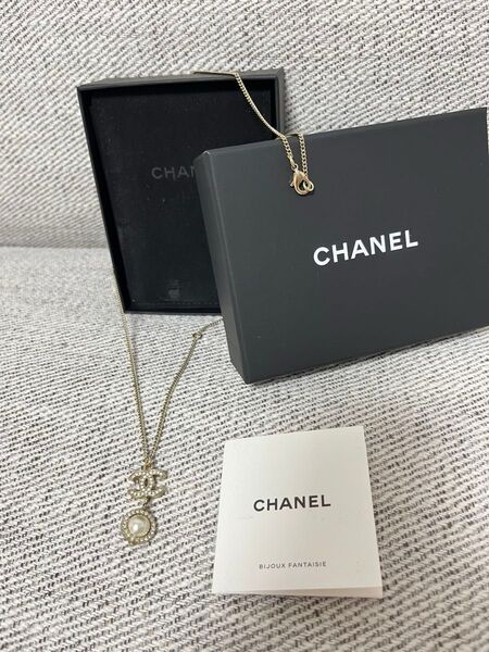 CHANEL シャネル 正規品 パール ラインストーン キラキラ チェーン ネックレス チョーカー ペンダント ココマーク CC