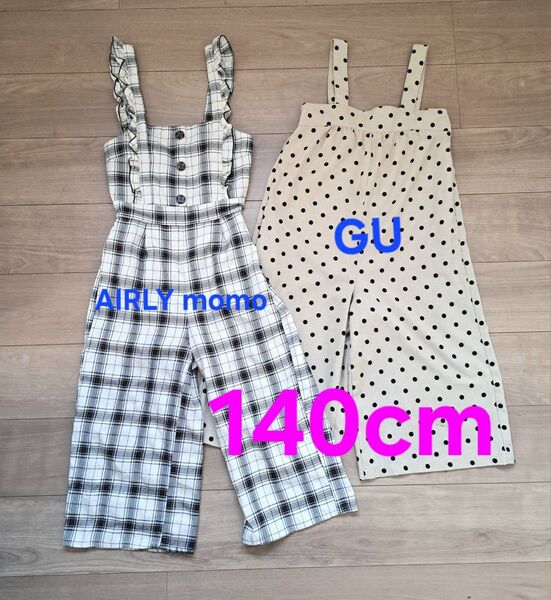 140cm/AIRLY momo★GU/まとめ売り★ワンピース 水玉 チェック柄 子供服 子ども服 女の子♪ キッズ ジーユー♪