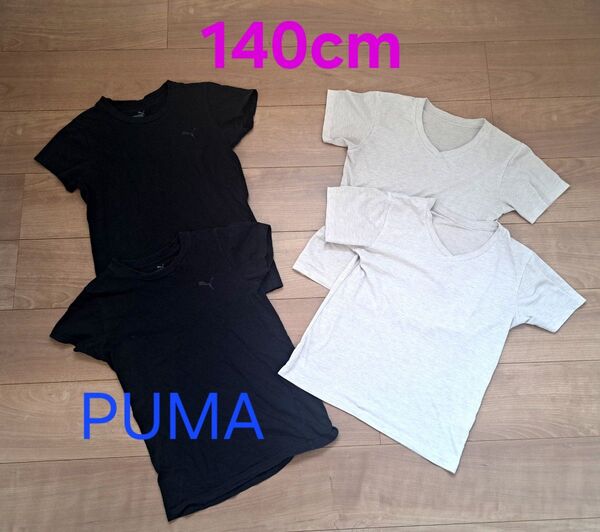 140cm/PUMA 肌着 子供 キッズ まとめ売り 子供服 黒 グレー 半袖