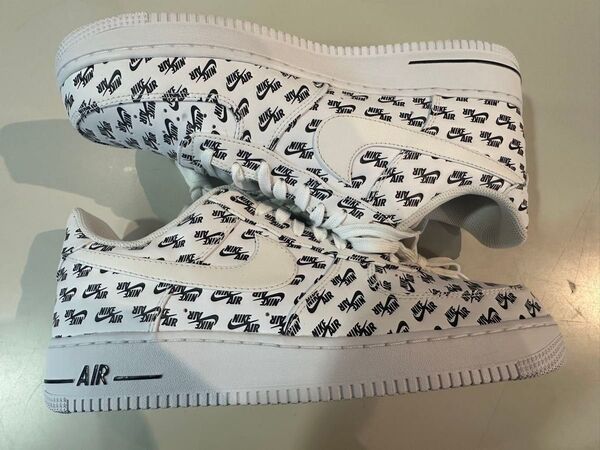 NIKE AIR FORCE 1 07 QS ALL OVER LOGO WHITE US10.5 新品 AH8462-100