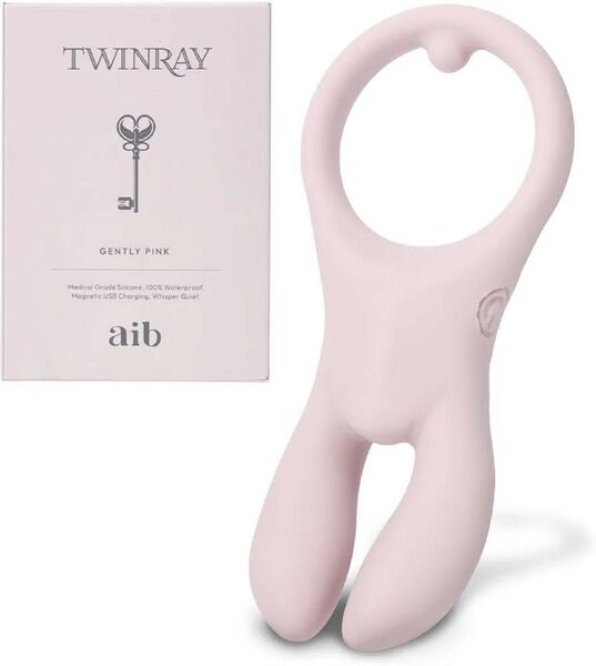 aib(アイブ) TWINRAY ツインレイ ピンク マッサージャー バイブ 静音 防水 ケース付き USB マグネット充電式
