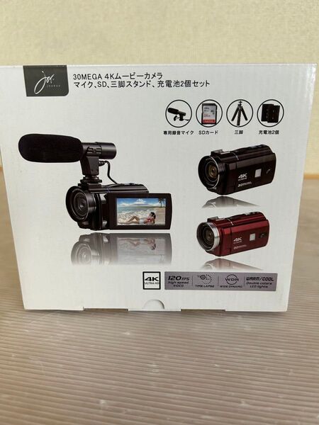 未使用品 ジョワイユ 4Kムービーカメラ 30MEGA ブラック 4Kデジタルマルチムービー 4K対応 SDカード欠品