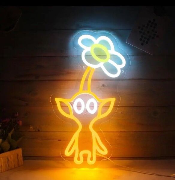 ネオンサイン ピクミン 黄色 ライト LED インテリア雑貨 かわいい 壁掛け ウォールデコ