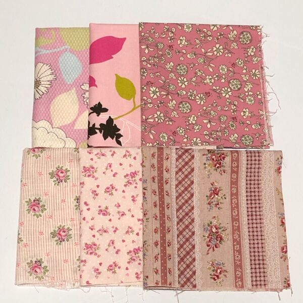 はぎれ カットクロス 6枚セット 花柄 リーフ柄 ピンク系 布 生地