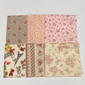 はぎれ カットクロス 6枚セット 花柄 ピンク オフホワイト系 布 生地
