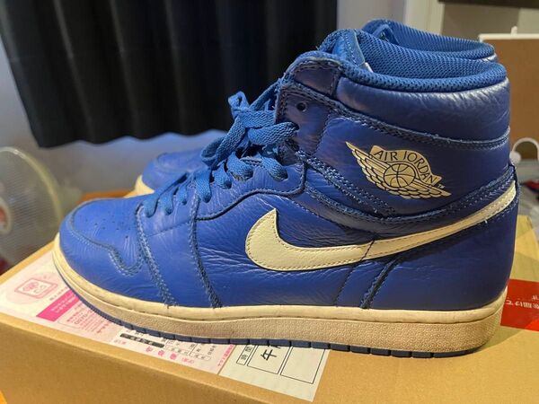 NIKE◆AIR JORDAN 1 RETRO HIGH OG/エアジョーダン1レトロハイ/ブルー/29cm/BLU 箱付き