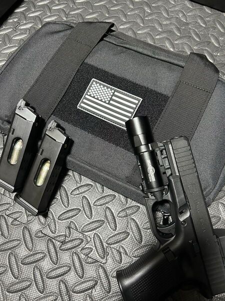新品未使用 ガンケース ソフト アメリカ国旗 パッチ 付き