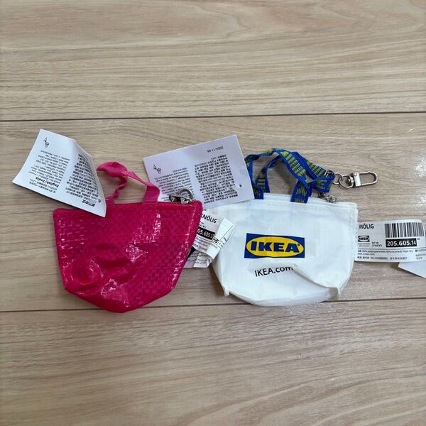 【タグ付き新品】IKEA クノーリグS ミニバッグ ホワイト ピンク 2個