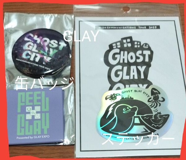説明必読!価格相談不可!GLAY 函館会場限定ステッカー&バッジセット.ズラー.TERU.TAKURO.HISASHI.JIRO