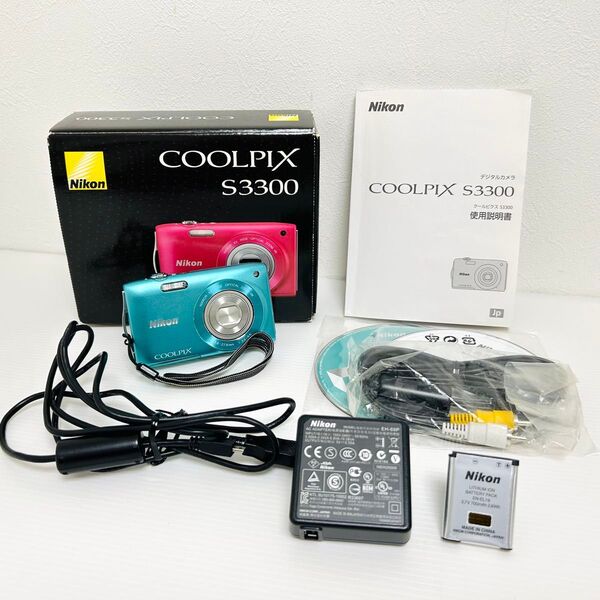 美品 Nikon コンパクトデジタルカメラ COOLPIX S3300 ミントグリーン ニコン クールピクス コンデジ デジカメ