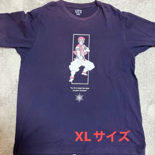 鬼滅の刃 UNIQLO ユニクロ コラボ 猗窩座Tシャツ XLサイズ 半袖 プリント Tシャツ ネイビー 猗窩座 鬼滅