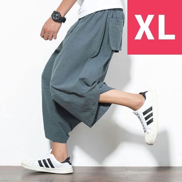 七分丈 メンズ サルエルパンツ XL ゆったり ルームウェア ワイドパンツ 夏