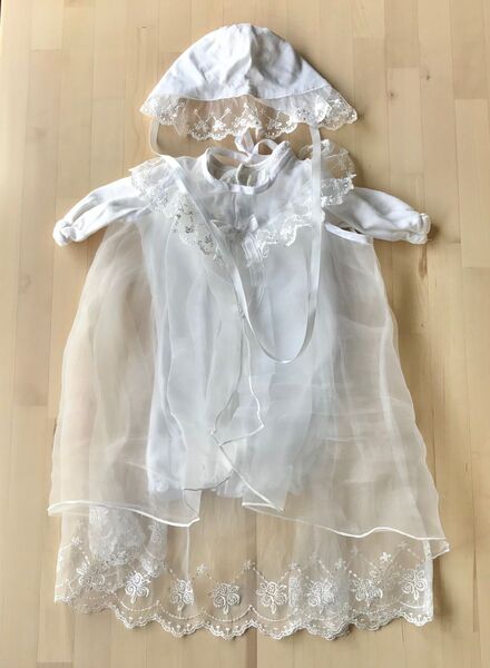 西松屋 ベビー セレモニードレス ホワイト レース ベビードレス 帽子付き お花