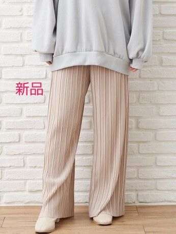 新品 INGNI ランダムプリーツパンツ ベージュ FREEsize(onesize)