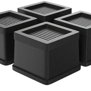 洗濯機用防振かさ上げ台 高さ調整・防音・防振ゴムマット 洗濯機用置き台 かさ上げ用 (一般用/高さ70mm) 4個入り ブラック
