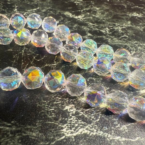 ガラスビーズ 連材 10ミリ ブレスレット ストラップ ハンドメイド キラキラ オーロラ 1連約60コビーズアソート