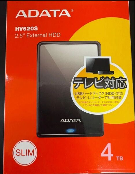 新品未開封 ADATA 外付けポータブルハードディスクHDD AHV620S 4TB ブラック テレビ録画対応