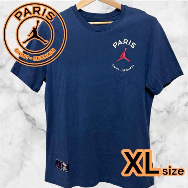 美品 PARISSAINTGERMAIN パリサンジェルマン 半袖 Tシャツ XL Jordan PSG ジョーダン ネイビー