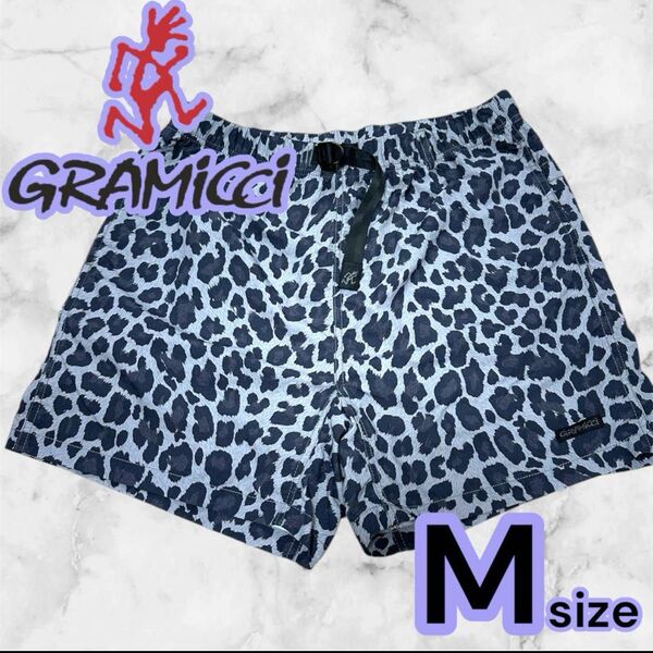 完売品 極美品 大人気 GRAMICCI グラミチ 豹柄 レオパード M ショートパンツ ナイロンパンツ ハーフパンツ グレー