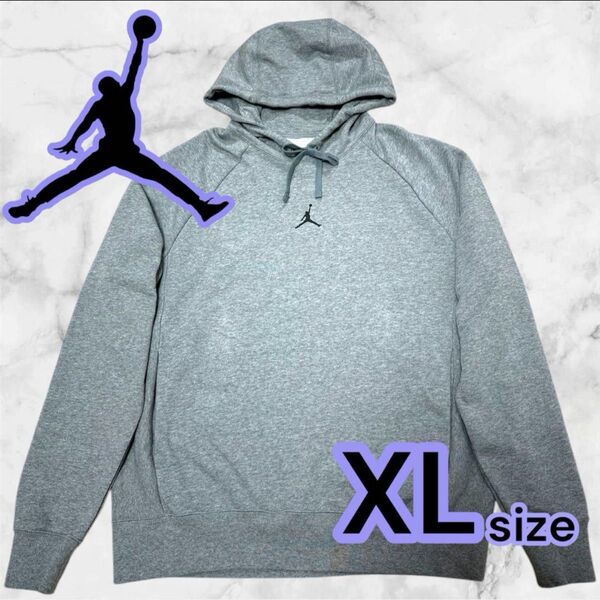 極美品 希少サイズ Jordan ジョーダン パーカー フーディ スウェット グレー XL トレーナー フード プリント ナイキ