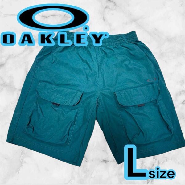美品 OAKLEY オークリー 緑 カーゴパンツ ショートパンツ L アウトドア ハーフパンツ ポケット付き ダークグリーン