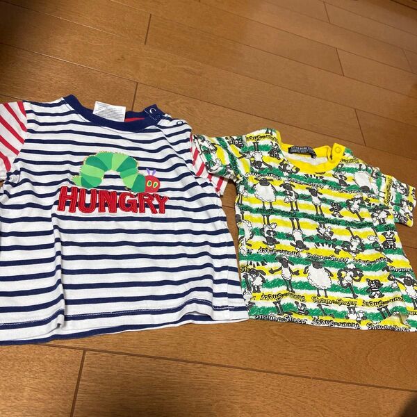 ひつじのショーン、はらぺこあおむし 半袖Tシャツ 80サイズ 二枚セット