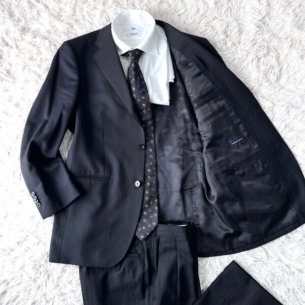 THE SUIT COMPANY スーツ ブラック ストライプ サイズ165