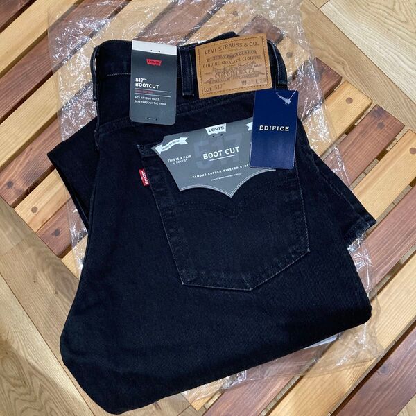 Levi's(リーバイス) 別注 517 TM BLACK L29 エディフィス別注 ブラックデニム フレアデニム ブーツカット