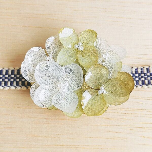 紫陽花 帯留め 本物 和装小物 あじさい アジサイ 帯留 ハンドメイド