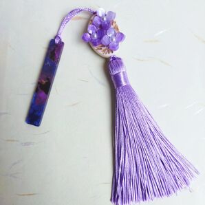 帯飾り 紫陽花 タッセル 和装小物 ハンドメイド 根付 アジサイ あじさい