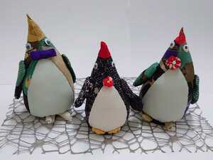 ■ペンギン親子 置物 ちりめん細工 手作り 古布 和小物 ハンドメイド