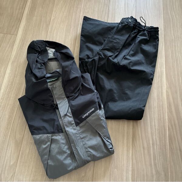 ONYONE レインジャケット パンツ セット メンズ ブラック/グレー M 単品相談可 収納巾着あり