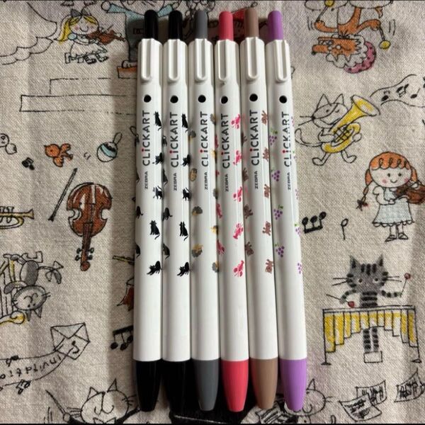 ゼブラ ZEBRA ノック式水性カラーペン カラーペン ペン クリッカート ユルカワマーケット 猫 ハリネズミ ザリガニ 熊 葡萄