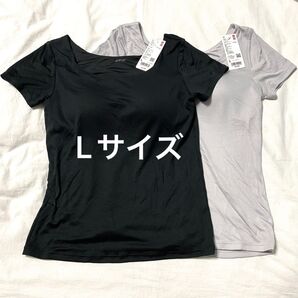 ユニクロ エアリズムシルクブレンドリブブラTシャツ L