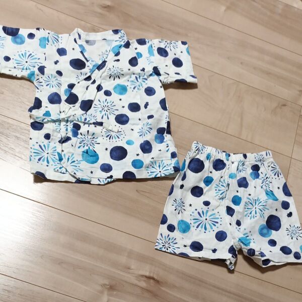 甚平 上下セット 花火柄 ドット柄 ベビー キッズ 夏服