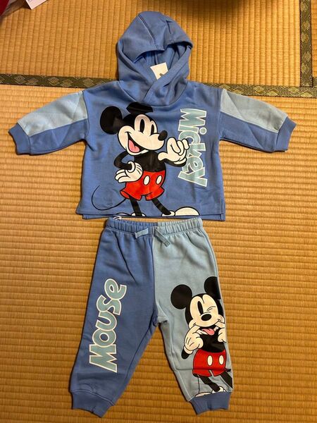 新品・未使用 H&Mのミッキーマウス セットアップ 80cm ブルー系 Disney 上下セット