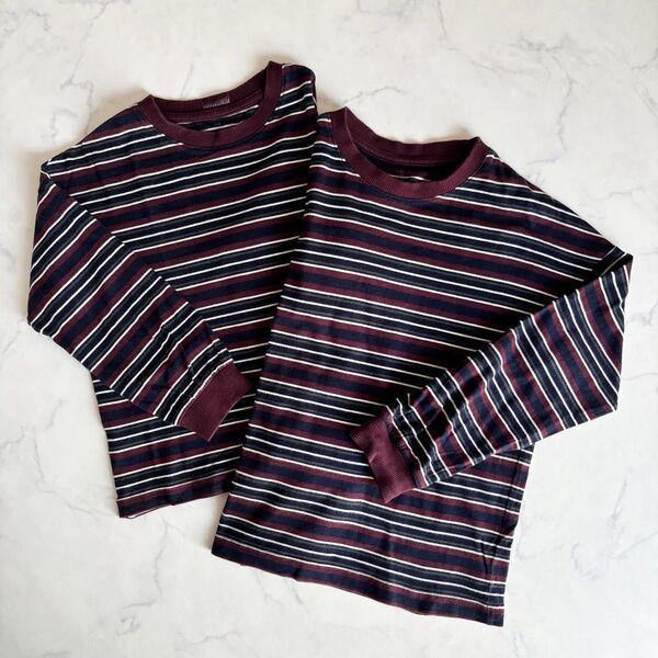 GU マルチボーダー 120cm 140cm 長袖Tシャツ 兄弟